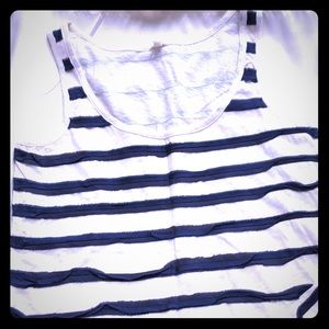 Cute J crew navy cream striped tank sz XS